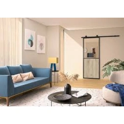 Porte en applique contemporain 83 x 204cm aluminium noire verre