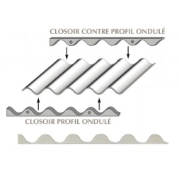 Closoir adhésif pour tôle ondulée long 1m