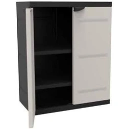 Armoire de rangement basse titanium noir H88 x L70 x P44cm - PLASTIKEN