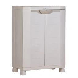 Armoire de rangement basse SPACE SAVER 2 portes beige - PLASTIKEN