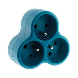 Fiche 3 prises triangulaire 16A bleu - ZENITECH