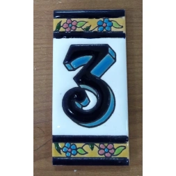 Faïence Chiffre n° 3 5x11 cm