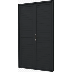 Volet porte 2 battants aluminium noir 1400 x 2165 mm - ALUSINAN