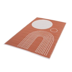 Tapis outdoor tressé 120 x 180cm olive terracota réversible
