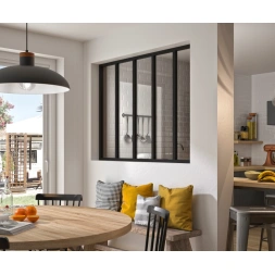 Verrière atelier 5 carreaux noir mat sablé 1080 x 1487mm