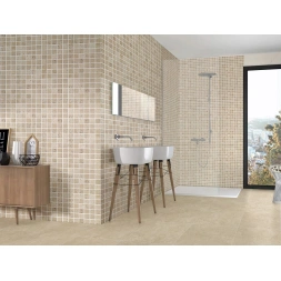 Malla Travertino Caramel Dark 2.3 x 2.3cm sur filet 30 x 30cm unité