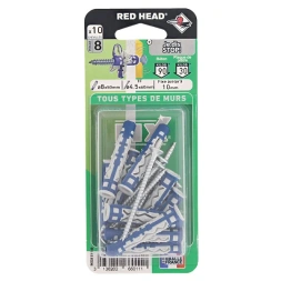 Cheville universelle 8x50mm + vis TF 4.5x55mm 10 unités- RED HEAD