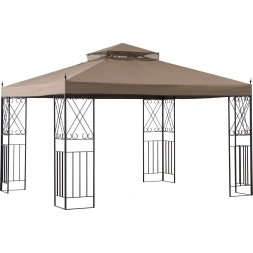 Tonnelle taupe en acier avec auvent 305 x 366cm - GAZEBO