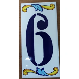 Faïence Chiffre n° 6 ou 9 7.5 x 15 CM