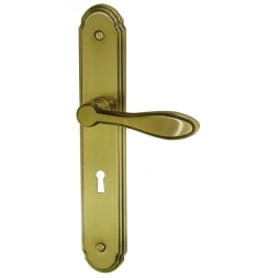 Poignée de porte AVIGNON acier Zamak laitonné patiné serrure - DT2000