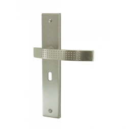 Poignée de porte MONZA Zamak nickelé satiné serrure 195mm - DT2000