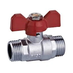 Vanne laiton papillon 1/2 mâle - mâle - INTERPLAST