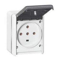 Prise étanche 3P+T+N 32A Plexo complet IP44 saillie gris