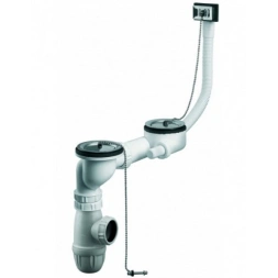 Vidage évier grès 2 bacs avec siphon et trop plein 60 mm - VALENTIN