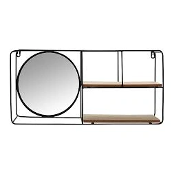 Etagère miroir bois métal noir