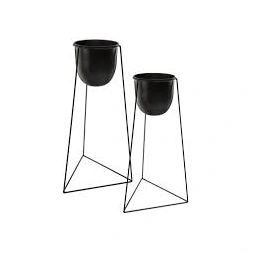 Cache-pots Living sur pied noir 60cm - 2 pièces