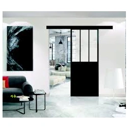 Porte coulissante atelier en applique MDF 93cm noir - OPTIMUM