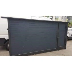 Portail aluminium coulissant + portillon gris anthracite 4500 x 2000 mm
