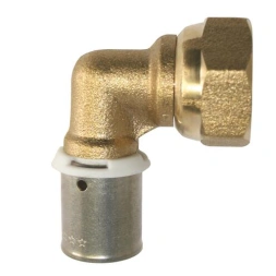 Raccord à sertir - écrou tournant coudé 15/21 PER Ø12 - SOMATHERM