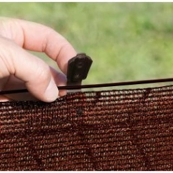 Fixation pour brise-vue tissés marron 3.40x2cm- 20 pinces - NORTENE
