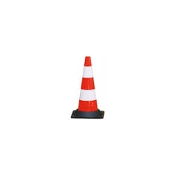 Cône de signalisation plastique + pied caoutchouc polyéthylène - H. 50 cm