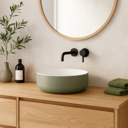 Vasque à poser Helium 36cm blanc brillant / vert matcha - OTTOFOND