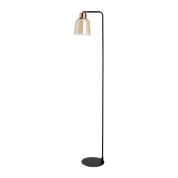 Lampadaire métal et verre 'lola' noir et cuivré réf 33048