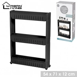 Panier 3 étages noir avec roulettes