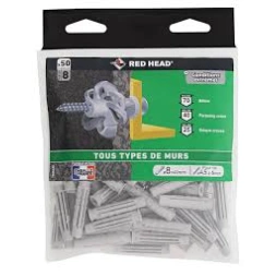 Cheville nordtech 8 x 40mm + vis TF 5 x 50mm 30 unités- RED HEAD