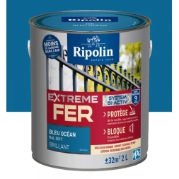 Peinture extrême fer Glycéro bleu océan brillant 2L - RIPOLIN