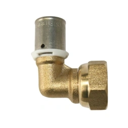 Raccord à sertir écrou tournant coudé 15/21 PER Ø16 - SOMATHERM