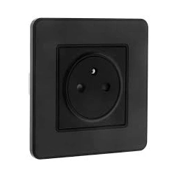 Prise 2P+T 16A simple complet  Noir brossé KOURO - ZENITECH