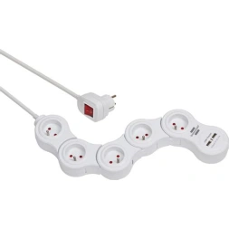 Bloc 5 prises blanc  power + usb  - BRENNENSTHUL