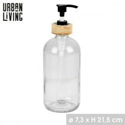 Distributeur de liquides 500ml en verre et bambou d7,3xh21,5cm