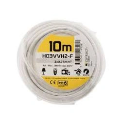 Câble d'alimentation électrique HO 3vvh-2f 2x0.75mm² blanc Longueur 10m - INOTECH