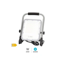 Projecteur LED aluminium avec support mobile 50 W 6500K IP65 gris