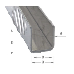 U damier aluminium brut 25 x 25mm long 2m - CQFD