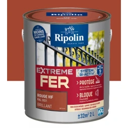 Peinture extrême fer Glycéro rouge vif 2L - RIPOLIN