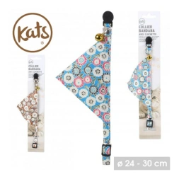 Collier pour chat 30cm avec bandana et clochette 2 designs liberty