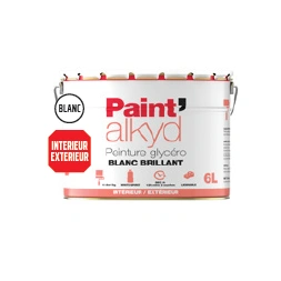 Peinture glycéro Paint'alkyd blanc brillant 6L - PAINT'ACRYL