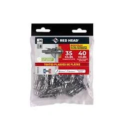 Cheville Klix 4 x 23 mm + vis TR 4 x 30 mm 60 pièces - RED HEAD