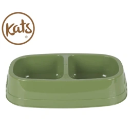 Gamelle plastique double chat 30.5x19x7cm sauge