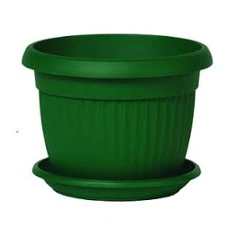 Pot coupe décor 26cm + soucoupe vert sapin