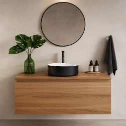 Vasque à poser Helium 36cm blanc brillant avec liseré noir - OTTOFOND