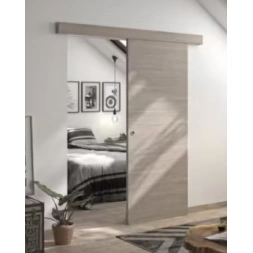 Porte coulissante VERONE chêne taupe 83cm + rail + cache - OPTIMUM