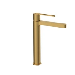 Mitigeur lavabo haut or brossé vidage inox Hanae - OTTOFOND