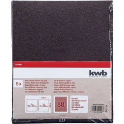 Papier abrasif GR80 280 x 230mm 5 pièces - KWB