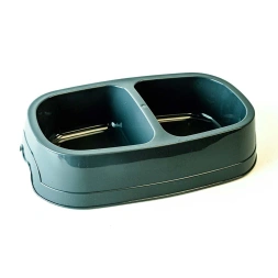 Gamelle plastique  double pour chat 30.5x19x17cm moonrock