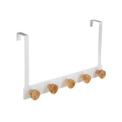 Patère métal bambou 5 têtes blanc 33 x 5 x20 cm