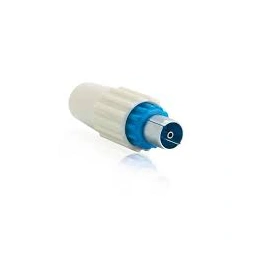 Fiche TV  coaxiale blanc/bleu 9,52mm